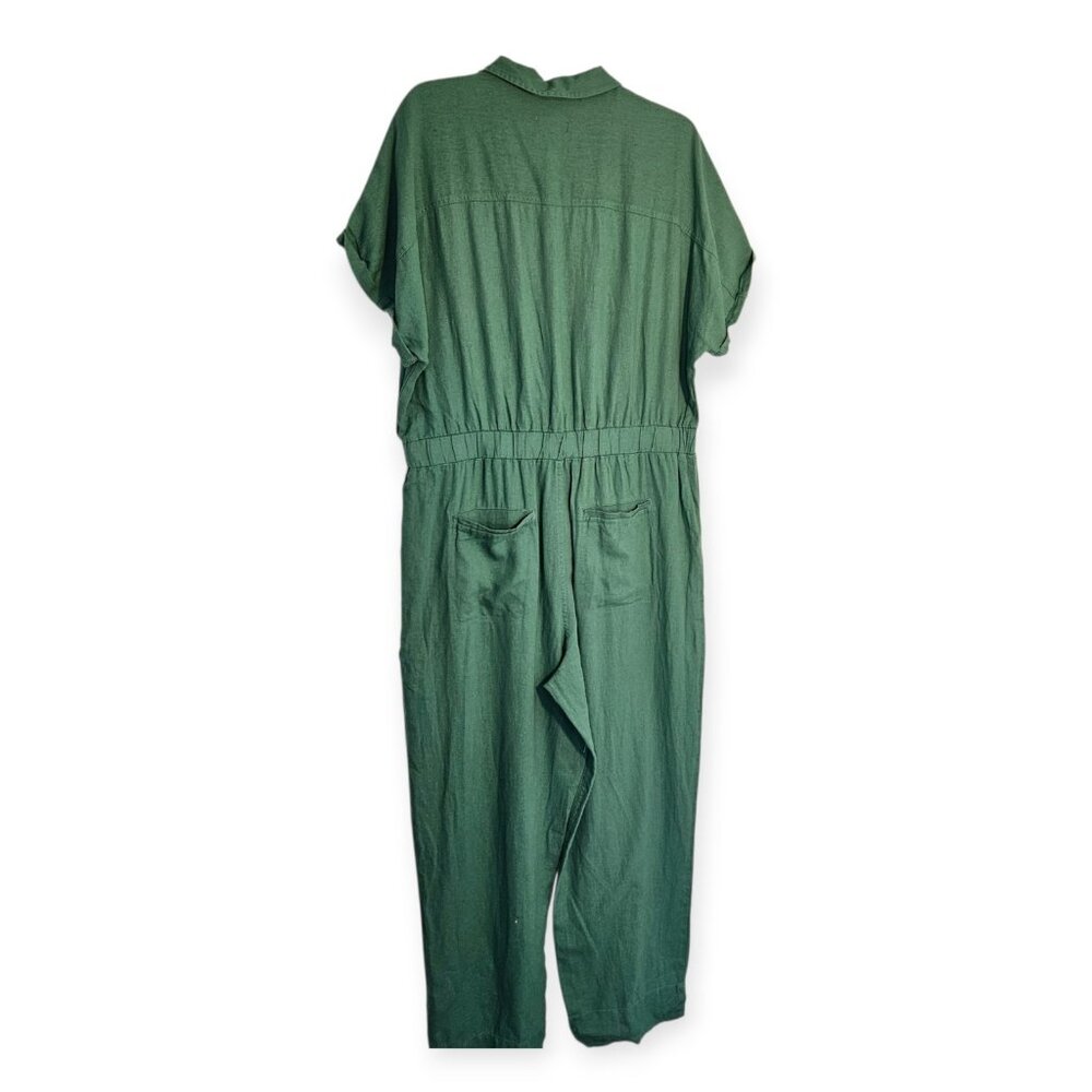 Universal Thread Womens Short Sleeve Linen Blend Jumpsuit Green Size 16 - Picture 2 of 4